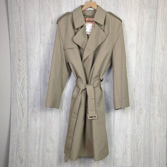 Misty Harbor Double Breasted Rain Trench Coat Khaki Belt Zip Out Lining 40R Men - Picture 1 of 13